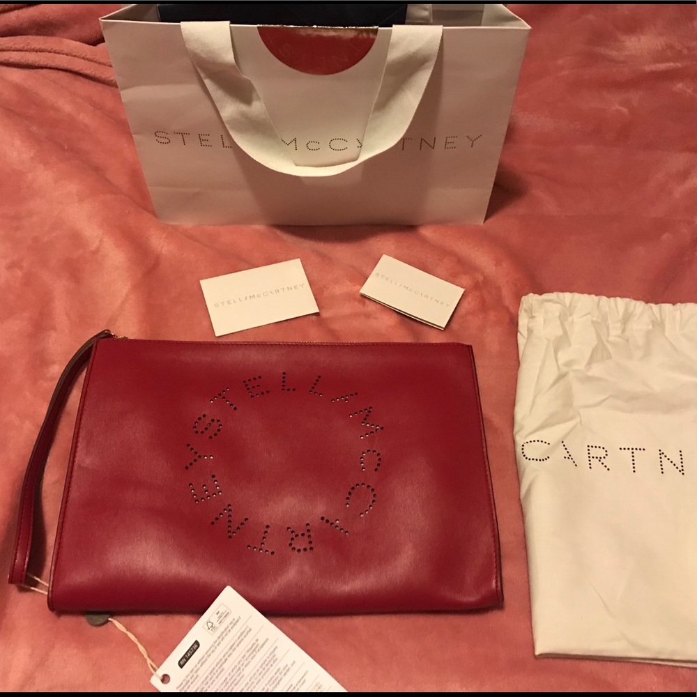 Stella McCartney logo red clutch